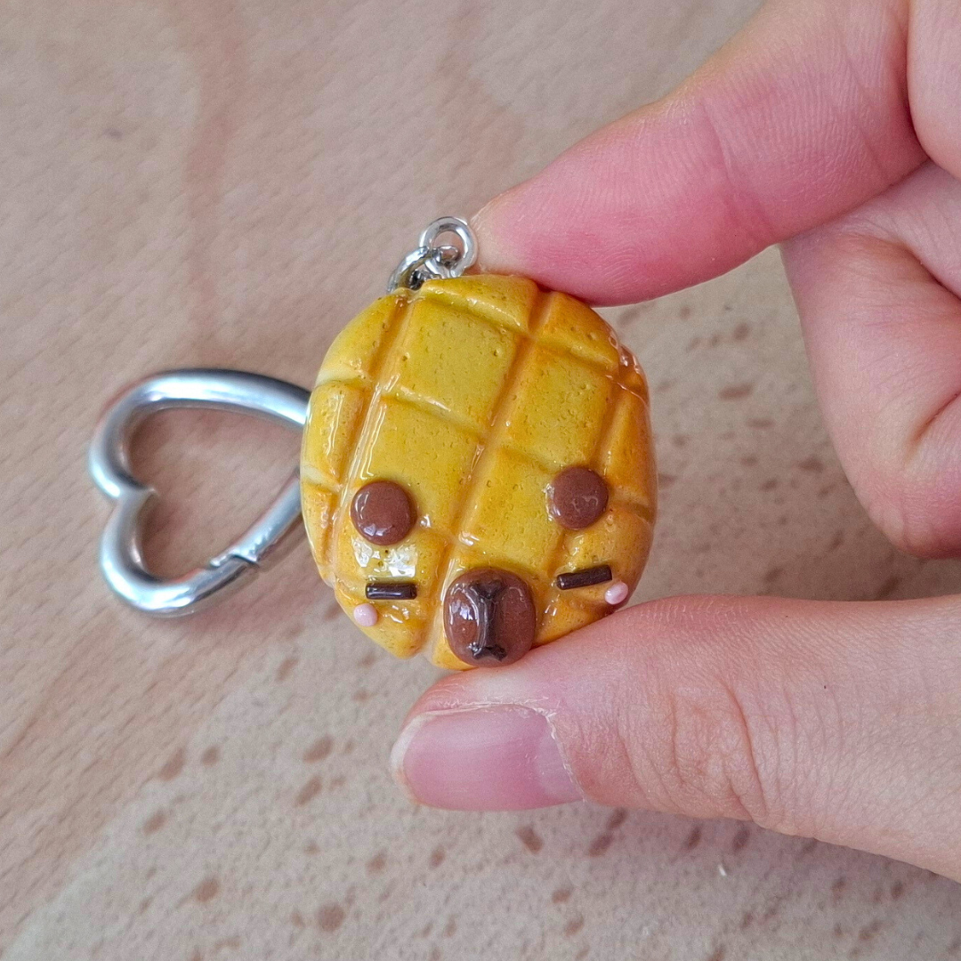 Capybara Melon Pan Keychain | Handmade Polymer Clay Keychain
