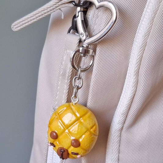 Capybara Melon Pan Keychain | Handmade Polymer Clay Keychain