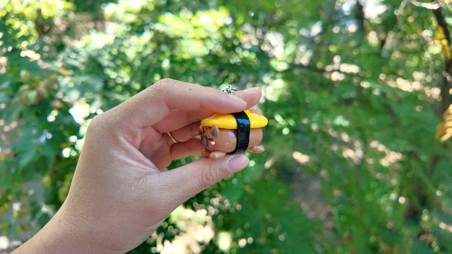 Capybara Tamago Nigiri Keychain | Handmade Polymer Clay Keychain