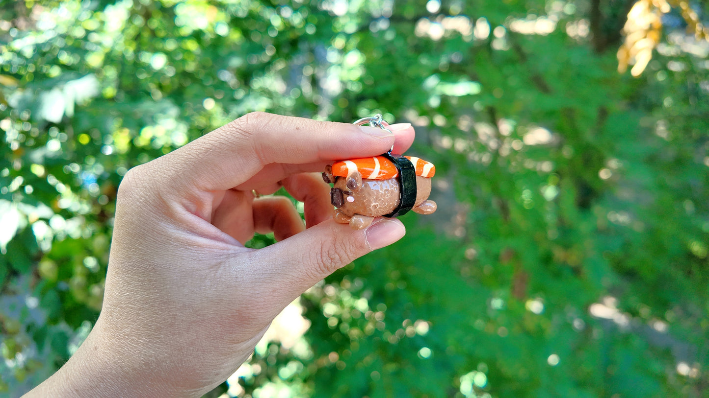Capybara Salmon Nigiri Keychain | Handmade Polymer Clay Keychain